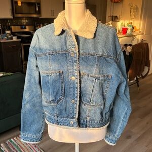 Denim Jacket with white fleece